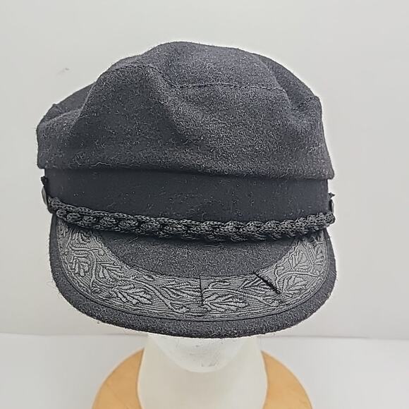 Vintage Authentic GREEK FISHERMAN'S CAP Black Wool Made In Greece Size 56/7 - Picture 1 of 7